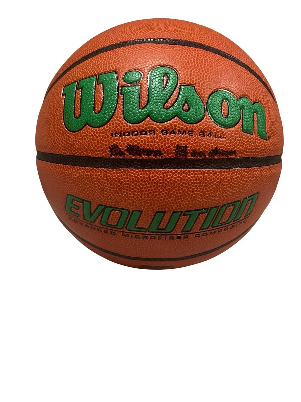 Wilson Evolution Basketball 28.5 Indoor Game Ball Green Logo Microfiber Composit